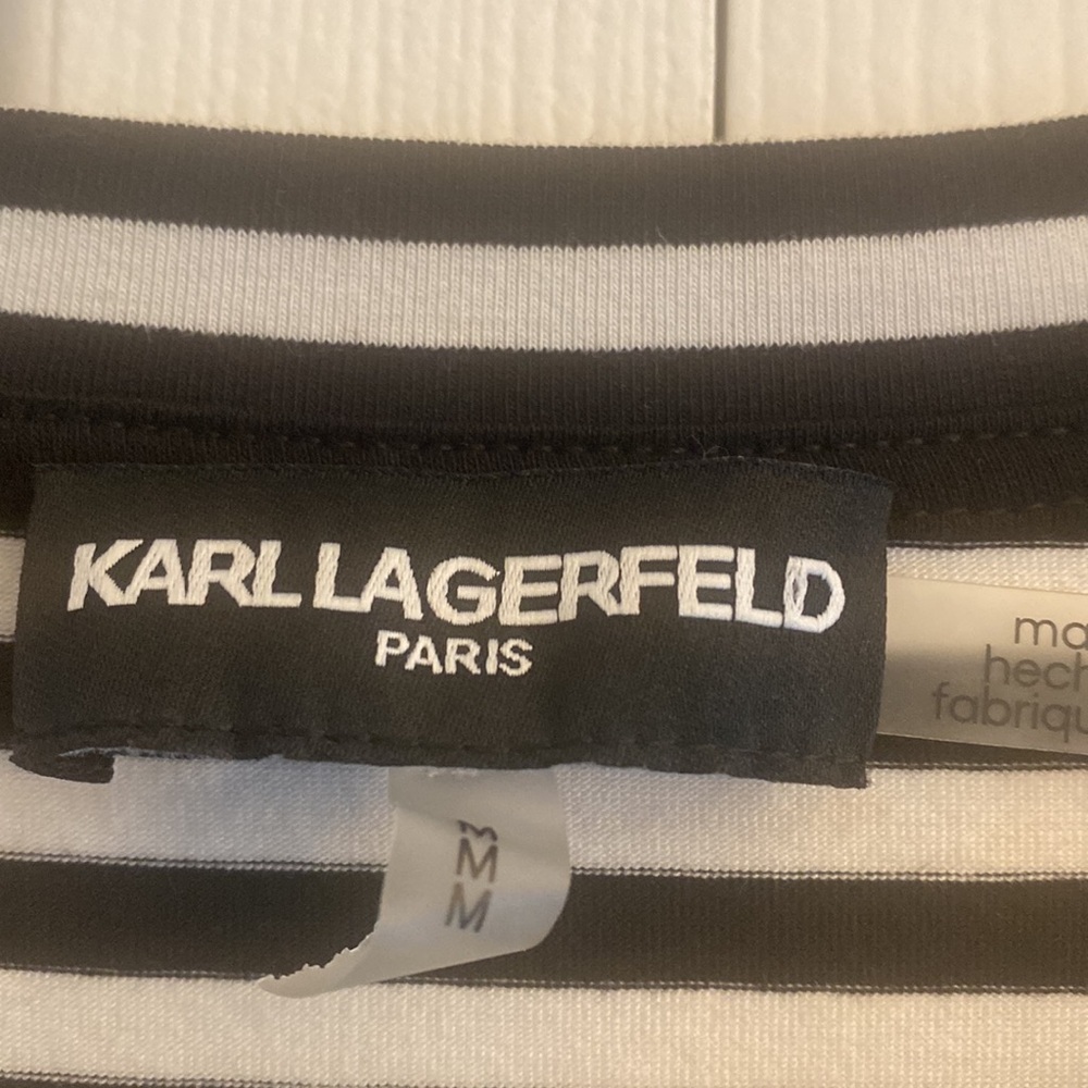 Karl Lagerfeld Striped Mini Dress in Black and White - Picture 3 of 5